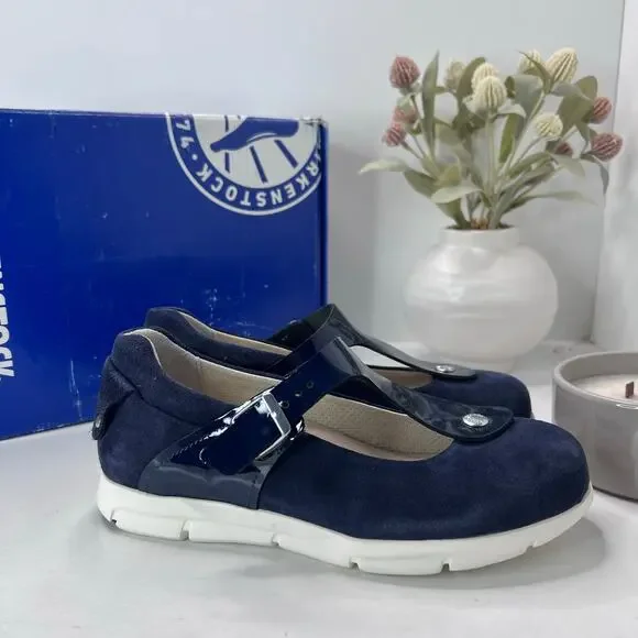 Birkenstock Tralee Leather/Patent T-Strap Shoe 1004618 Women 7/Men 5 EU 38 NWB - Picture 3 of 10